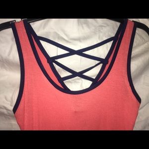 Tank top with criss cross cut back